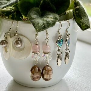 Lot of Three Handcrafted Dangle Earrings